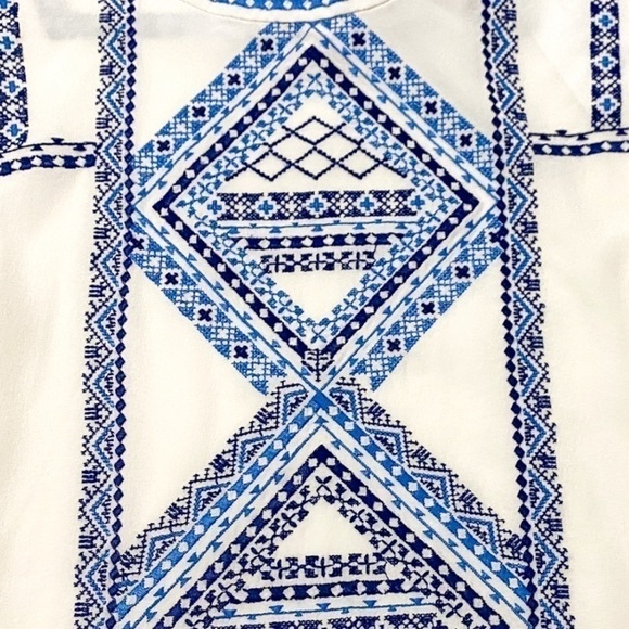 NWT Veronica Beard White Silk Embroidered Baja Flutter Top, Size 0 - Picture 10 of 14